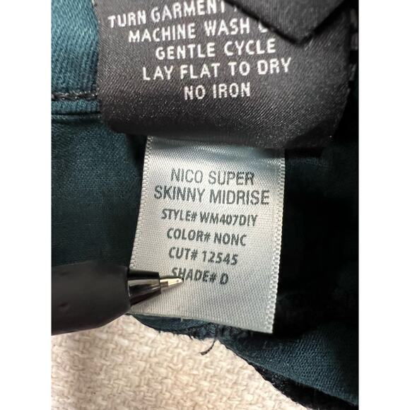 HUDSON Jean Coated Geometric Print Dark Green Nico Super Skinny Denim Midrise 26 - Picture 16 of 16